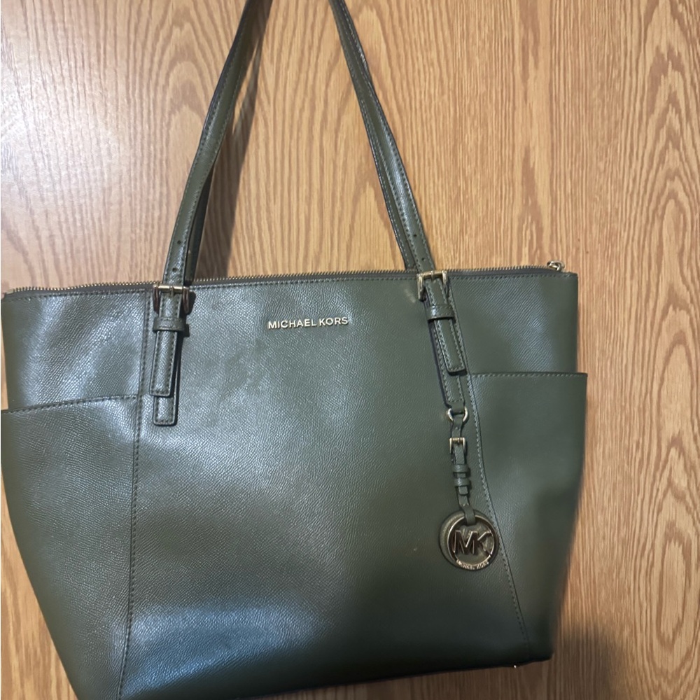 Michael Kors Dark Green Tote Bag